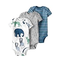 little planet by carter's Baby 3-Pack Organic Cotton Short-Sleeve Rib Bodysuits