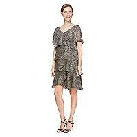 S.L. Fashions Women's Tiered Boudre Dress (Petite and Regular Sizes)