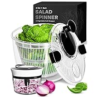Large Salad Spinner with Drain, Bowl, Colander, & Produce Chopper - Multi-Use Lettuce Spinner, Fruit Washer, Vegetable Dryer, Pasta & Fries Strainer with Small Pull Cutter Salad Chopper Set - 5.28 Qt
