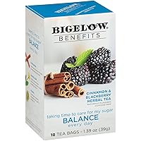 Bigelow Benefits Balance Cinnamon and Blackberry Herbal Tea, Caffeine Free, 18 Count (Pack of 6), 108 Total Tea Bags