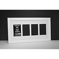 4 Opening 4x6 Picture Frame with 10x20 White Mat Collage including Full Strength Glass, Alphabet Photography