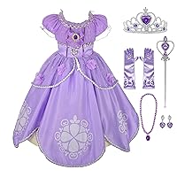 Lito Angels Girls' Princess Dress Up Costume Purple Fancy Party Dress Outfit with Accessories