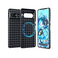 for Google Pixel 8 Pro Case Magnetic,Ultra Light and Ultra Thin Slim Fit Carbon Fiber Material Compatible with MagSafe,Shockproof Protective Phone Cover for Pixel 8 pro (Black Plaid)