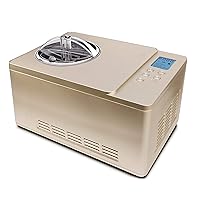 ICM-220CGY Automatic Ice Cream Maker 2 Quart Capacity Stainless Steel Bowl & Yogurt Function in Champagne Gold, with Built-in Compressor, no pre-freezing, LCD Digital Display, Timer, 2 Quart