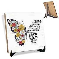 She Whispered Back I Am The Storm,Inspirational Wooden Block Sign,Office Decor,Social Worker Gifts,Wooden Wall Decor,Table Decor,Home Decor,Farmhouse Decor,Shelf Decor,Wood Plaque Sign With Stand,8
