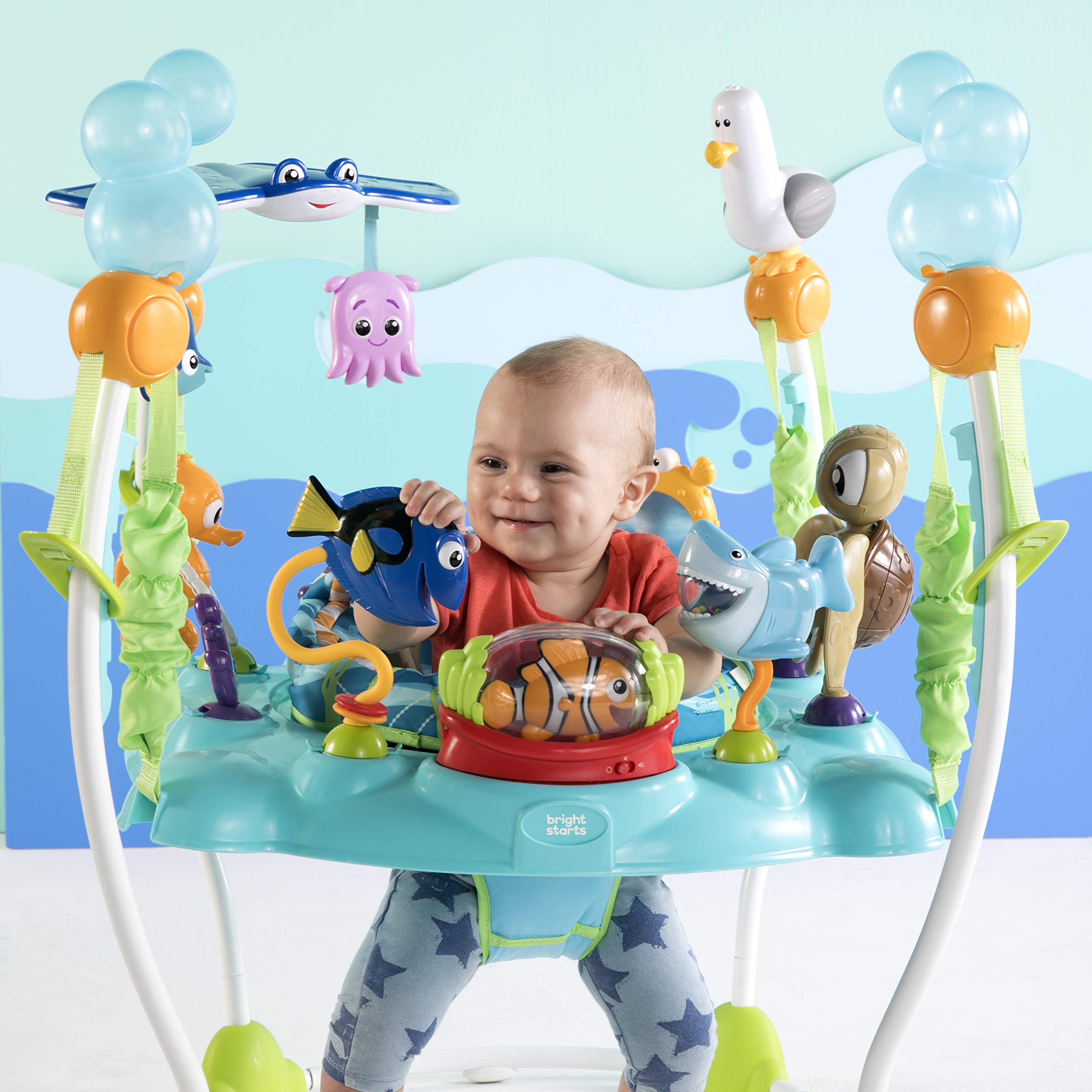 Disney Baby Finding Nemo Sea of Activities Baby Activity Center Jumper with Interactive Toys, Lights, Songs & Sounds, 6-12 Months (Blue)