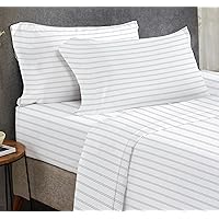 California Design Den King Bed Sheets Stripe Set, 100% Cotton 4 Pc Deep Pocket King Sheets & Pillowcase Set - Classic Stripe