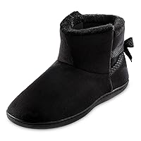 isotoner Women's Microsuede Mallory Bootie Slippers with Bow
