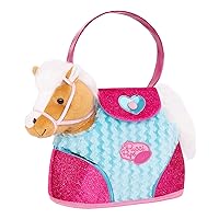 by Battat – Beige Horse with Blue Stripes and Pink Pony Bag (ST8274Z) 10 inches
