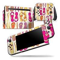 Compatible with Nintendo 2DS XL - Skin Decal Protective Scratch-Resistant Removable Vinyl Wrap Cover - Vibrant Pink & Yellow Flip-Flop Vector