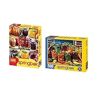 Springbok Puzzle 2 Pack of 500 Piece Jigsaw Puzzles - Colorful Veggies and Fruits Collage Value Set - Made in The USA with Unique Precision Cut Pieces for a