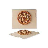 ROCKSHEAT Pizza Stone 12in x 15in Rectangular Baking & Grilling Stone, Perfect for Oven, BBQ and Grill. Innovative Double - faced Built - in 4 Handles Design