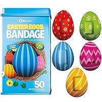 BioSwiss Bandages, Easter Egg Shaped Self Adhesive Bandage, Latex Free Sterile Wound Care, Fun First Aid Kit Supplies for Kids, 50 Count