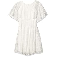 Gabby Skye Women's Round Neck Short Sleeve Cape Fit and Flare Dress