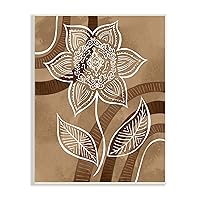 Stupell Industries White Fractal Mandala Flower Blossom Brown Stripes, Design by Ziwei Li