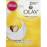 Olay Outlast Ultra Moisture Shea Butter Beauty Bar, 7.52 Ounce, Pack of 2
