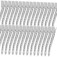 YGDZ Duck Billed Clips, 30pcs 3.5 Inch Metal Alligator Curl Hair Clips with Holes for Hair Styling Sectioning, Hair Coloring, Hair Pins for Thick Hair Roller, Salon, Silver