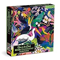 Mudpuppy Bird Illuminated – 500 Piece Glow in The Dark Puzzle with Colorful Scene of Birds in The Jungle and Hidden Puzzle Details in The Dark for Children Ages 8 and Up