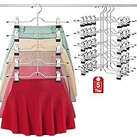 Pants Skirt Hangers with Clips, 4 Pack Pants Skirt Hangers Space Saving for Women Closet Organizers