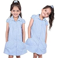 Girls School Uniform 2 Pack Pleated Gingham Checked Summer Dress with Bobble Age 3-14 Years