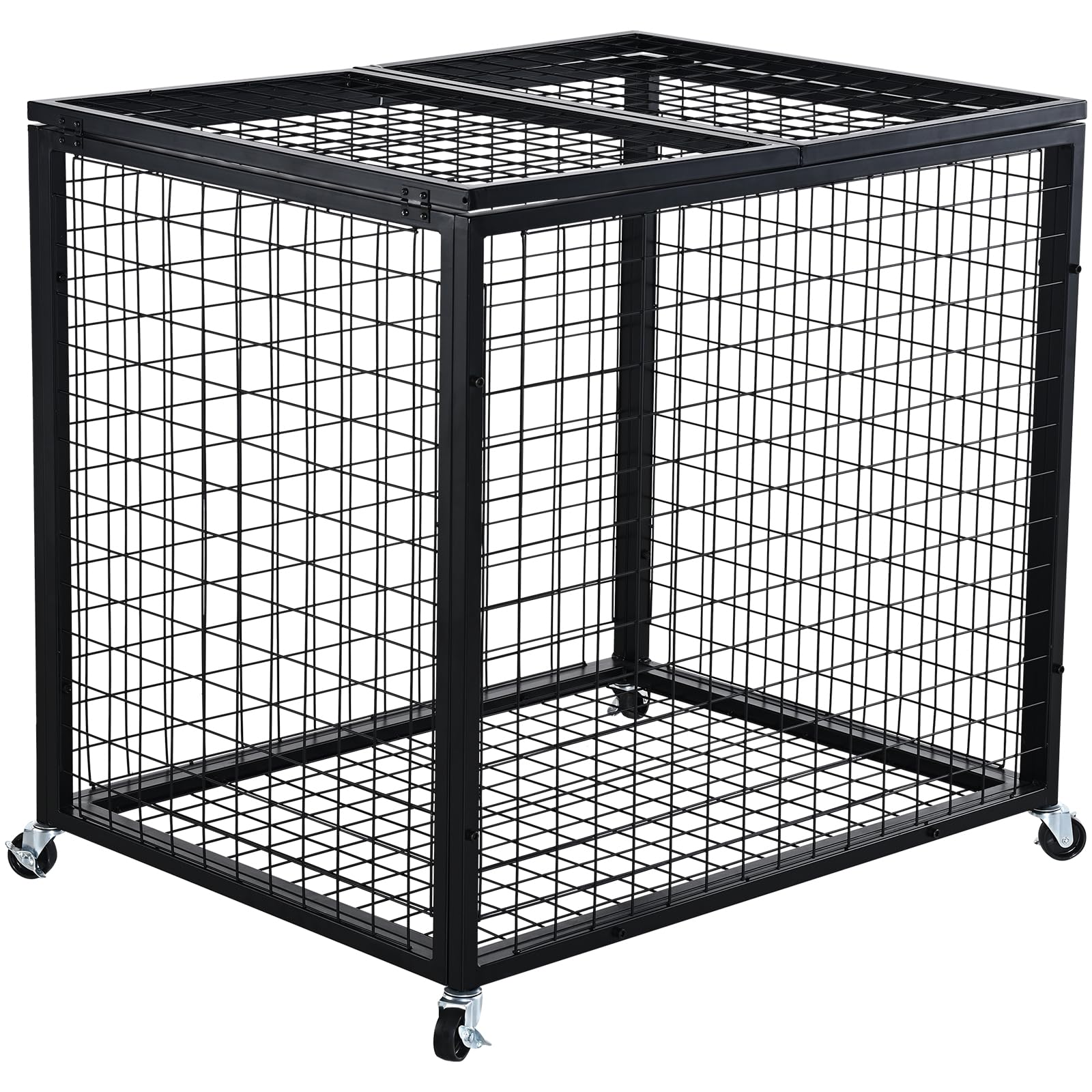 VEVOR Rolling Sports Ball Storage Cart, Lockable Basketball Cage with Double Lids, Sport Equipment Holder Organizer for Indoor Outdoor, Steel Storage Rack for Garages, Playgroup, Gym and Schools