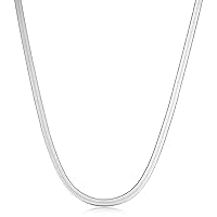 AUTHENTIC STERLING SILVER 925 Flat Herringbone Flex Chain Necklace, Flat Snake Necklace, 2.5M- 5.5MM. 16-30 Jewelry For Women Girls Men, High Shine 16-30