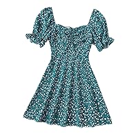 Women's Dresses Drawstring Knot Ruched Front Ditsy Floral Dress Dress for Women