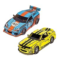 UNIDRAGON 3D Wooden Car Models Bundle: Stallion GT Yellow, Comet GTS Blue and Orange