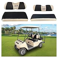 Golf Cart Front + Rear Seat Cover Set for EZGO TXT RXV & Club Car DS 4 Passenger Models Bench Seat Covers Kit Breathable Washable Polyester Mesh Cloth (S+XS)