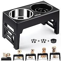 EliteField Elevated Dog Bowls (2-Year Warranty), Two 58 oz Stainless Steel Food Bowls, 5 Adjustable Raised Heights (4