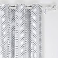 Deconovo Thermal Insulated Window Panel Grommet Top Gradual Change Moroccan Print Curtain for Dining Room, 42x95 Inch, Grey-Blackout