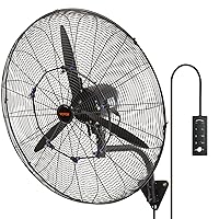 VEVOR 30 Inch Wall-Mount Misting Fan, 3-speed IP44 Waterproof Oscillating Wall Fan, Max. 9500 CFM Wall Mounted Fan for Outdoor, Commercial, Residential, Greenhouse, Workshop, Patio, Black, ETL Listed