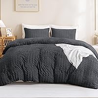 Litanika Dark Gray Comforter King Size Set, Grey Lightweight Boys Men Seersucker Bedding Comforters Sets, 3 Pieces All Season Bed Set (104x90In Comforter & 2 Pillowcases)