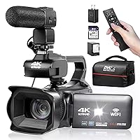 OIEXI UHD 4k Video Camera Camcorder with 18X Digital Zoom,64MP Digital Camera Recorder,4.0-inch Rotating Touchscreen,64GB SD Card,Microphone,Remote Control,Durable Battery(Black)
