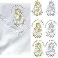 Baby Christening Baptism White Blanket Gold Silver Embroidery Virgin Mary Pope