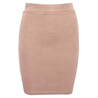 Fashion Star Womens Plain Casual Knitted Pencil High Waisted Bodycon Fitted Mini Skirt