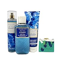 Bath and Body Work Sea Salt Coast - Trio Gift Set - Fragrance Mist, Body Cream and Body Wash With a Aloe Vera Soap