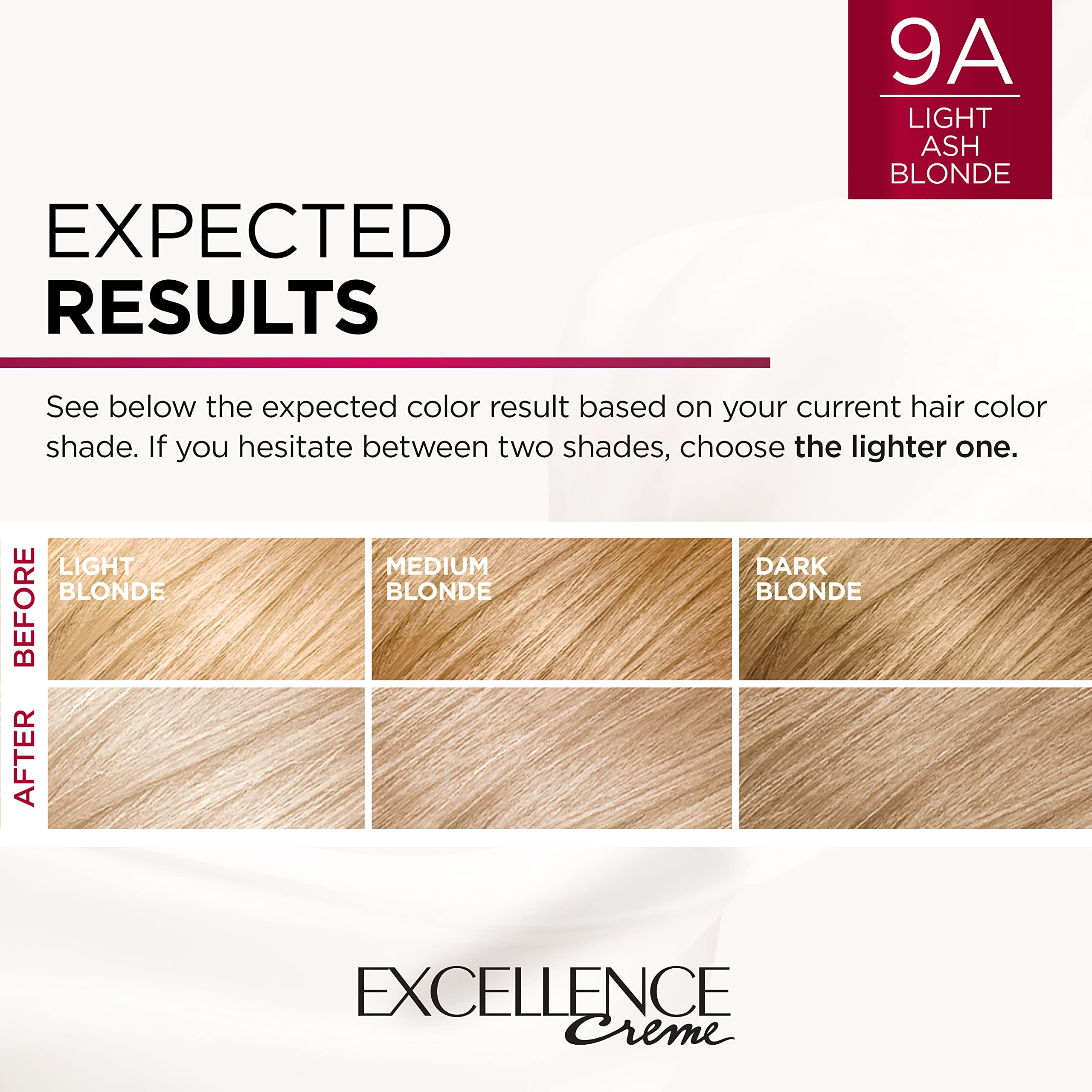 L'Oreal Paris Excellence Creme Permanent Triple Care Hair Color, 9A Light Ash Blonde, Gray Coverage For Up to 8 Weeks, All Hair Types, Pack of 1