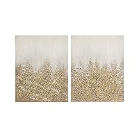 Madison Park Golden Glimmer 100% Hand Brush Embellished Canvas, 2 Piece Set, Each 22