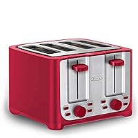 BELLA 4 Slice Toaster with Auto Shut Off - Extra Wide Slots & Removable Crumb Tray and Cancel, Defrost & Reheat Function - Toast Bread & Bagel, Red, 17617