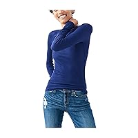 AEROPOSTALE Womens Slim Fitting Ribbed Graphic T-Shirt, Blue, Medium