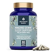 Natural Sleep Aid for Adults Minding Down Sleep Support Supplement Max Strength Deep Sleep Supplement Without Melatonin to Calm & Restore The Sleeping Cycle + Magnesium, GABA 60ct