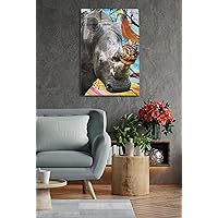 CRYPTONITE Acrylic Modern Art Rhino Animal Neon Series - Acrylic Wall Art NFT - Picture Photo Printing Artwork - Multiple Size Options (Wide 8