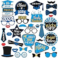 KatchOn, Graduation Photo Booth Props 2024 - Pack of 51 | Blue Graduation Photo Booth Props 2024 | Blue and White Graduation Decorations 2024 | Blue Graduation Props, Graduation Party Decorations