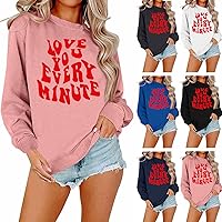Cotton Long Sleeve Shirt Women Valentines Day Crewneck Long Sleeve Shirts Going Out Sexy Holiday Tops for Women