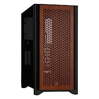 Corsair 4000D Airflow Tempered Glass Mid-Tower ATX Case with Teak Front Panel - High-Airflow - Cable Management System - Spacious Interior - Two Included 120 mm Fans - Black and Teak