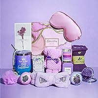 Gifts Basket for Women,Birthday Gifts for Women Purple Gifts Basket Lavender Relaxing Gift Set Self Care Package Gifts Unique Gifts Ideas for Girlfriend Sister Bestie Wife Mom Best Friend Gifts