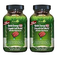 Irwin Naturals Quick Energy RED Liquid-Gel Multi - 72 Liquid Soft-Gels, Pack of 2 - With Nitric Oxide Booster & Super Foods - 72 Total Servings