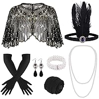 ELECLAND 10 Pieces 1920s Flapper Gatsby Accessories Set Fashion Roaring 20's Theme Set with Headband Headpiece for Women