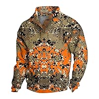 Camo Sweatshirt for Men Quarter Button Sweatshirt Winter Mock Neck Corduroy Pullover Workout Golf Sweatshirt C02